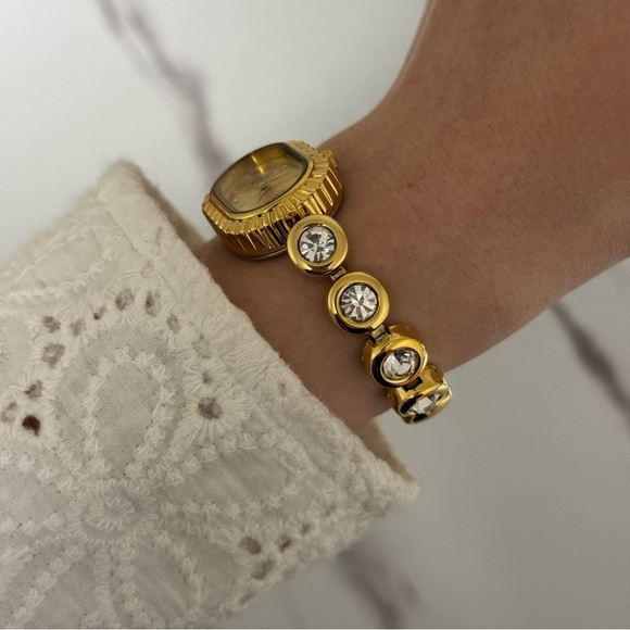 Retro Gold And Gold dial with Crystal Accents Vintage Inspired Women’s Y2K Watch - Picture 3 of 4